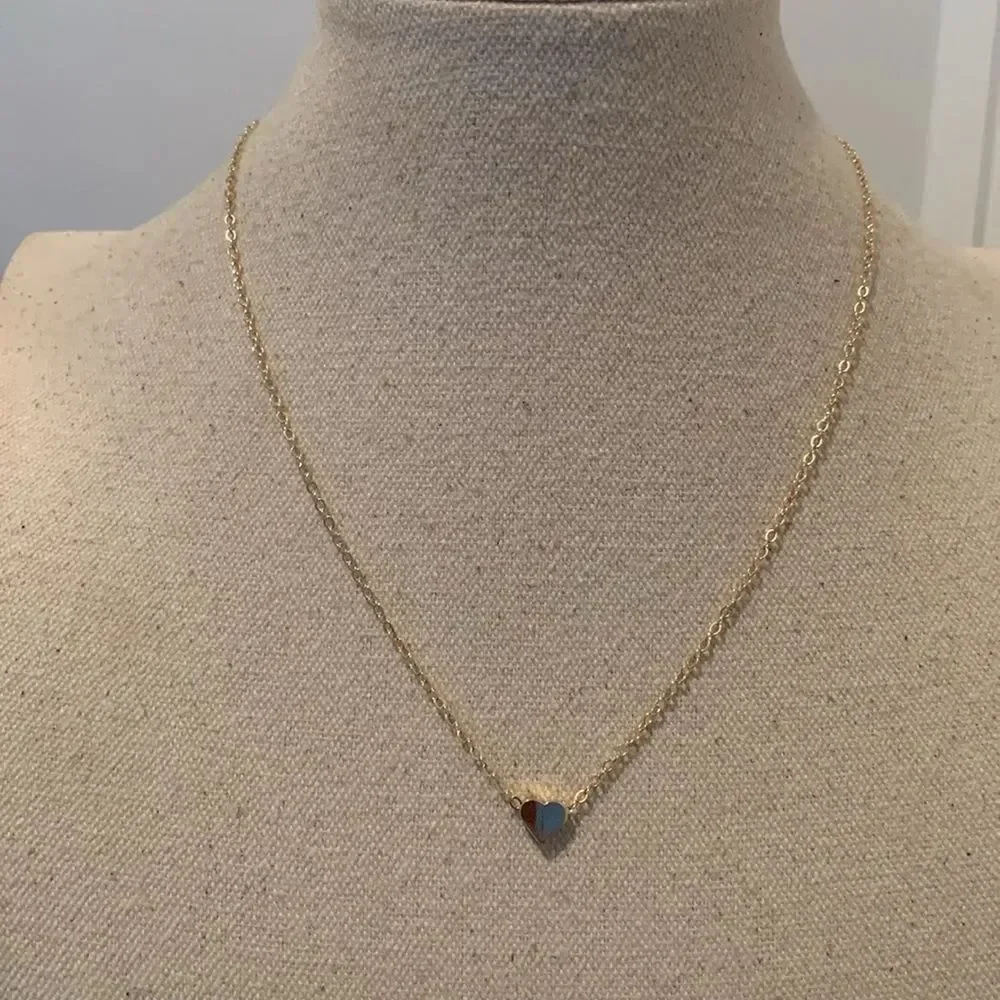 Gold Tone Heart Bead Pendant Necklace for Teens